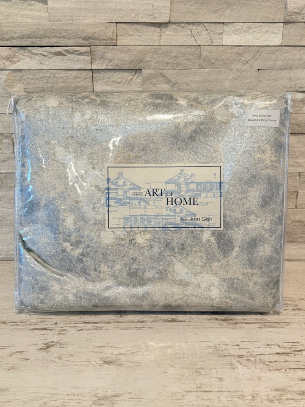 The Art Of Home Ann Gish King Duvet Set Terrazzo Silver New $525 W/Pillow Shams